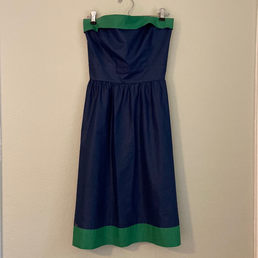 Small Vintage Blair Woolverton Strapless Royal Blue & Kelly Green Sundress